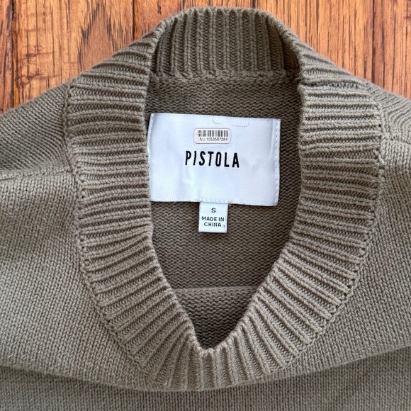 PISTOLA Daria Crewneck Sweater Knit Oversized Stars Graphic, Small, Olive Green - Picture 3 of 6
